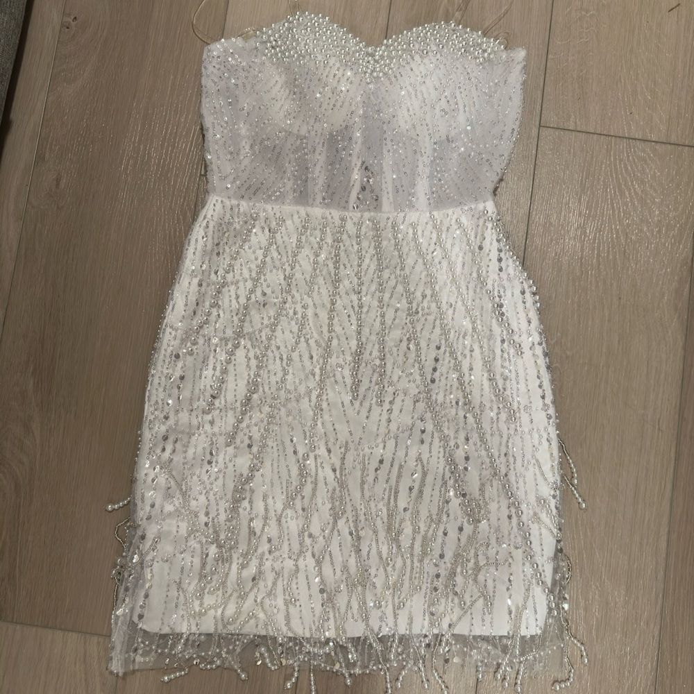 Wedding Reception Dress or Bridal Shower White Strapless dress
